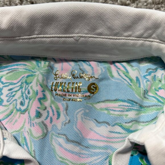 Lilly Pulitzer Womens Small UPF 50+ Luxletic ImaraPolo Top Cumulus Blue Chick Ma - Picture 8 of 10